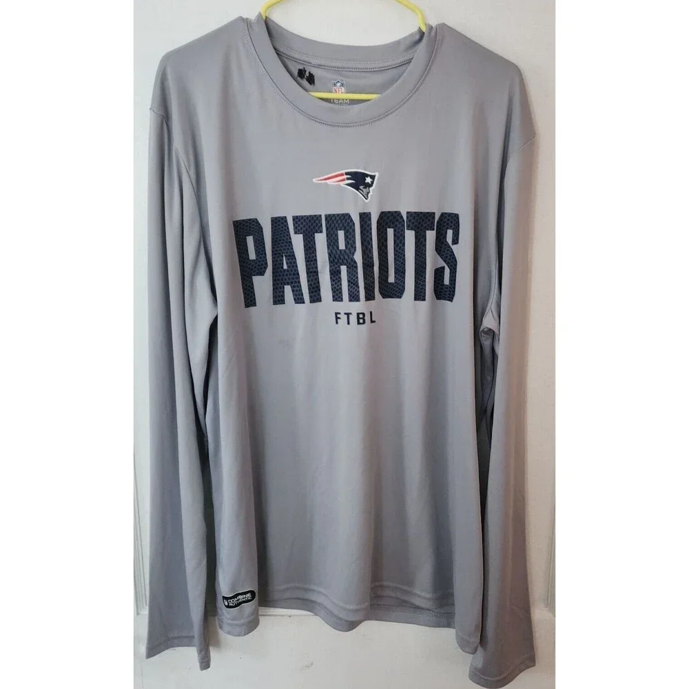 NFL Team Apparel New Era New England Patriots Grey Long Sleeve Men Tee Size XL